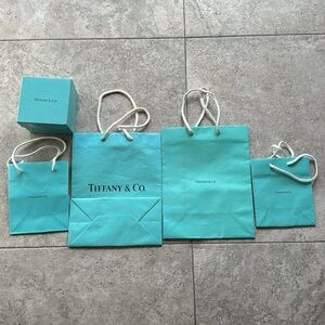 Tiffany authentic set of 4 gift bags and 1 box